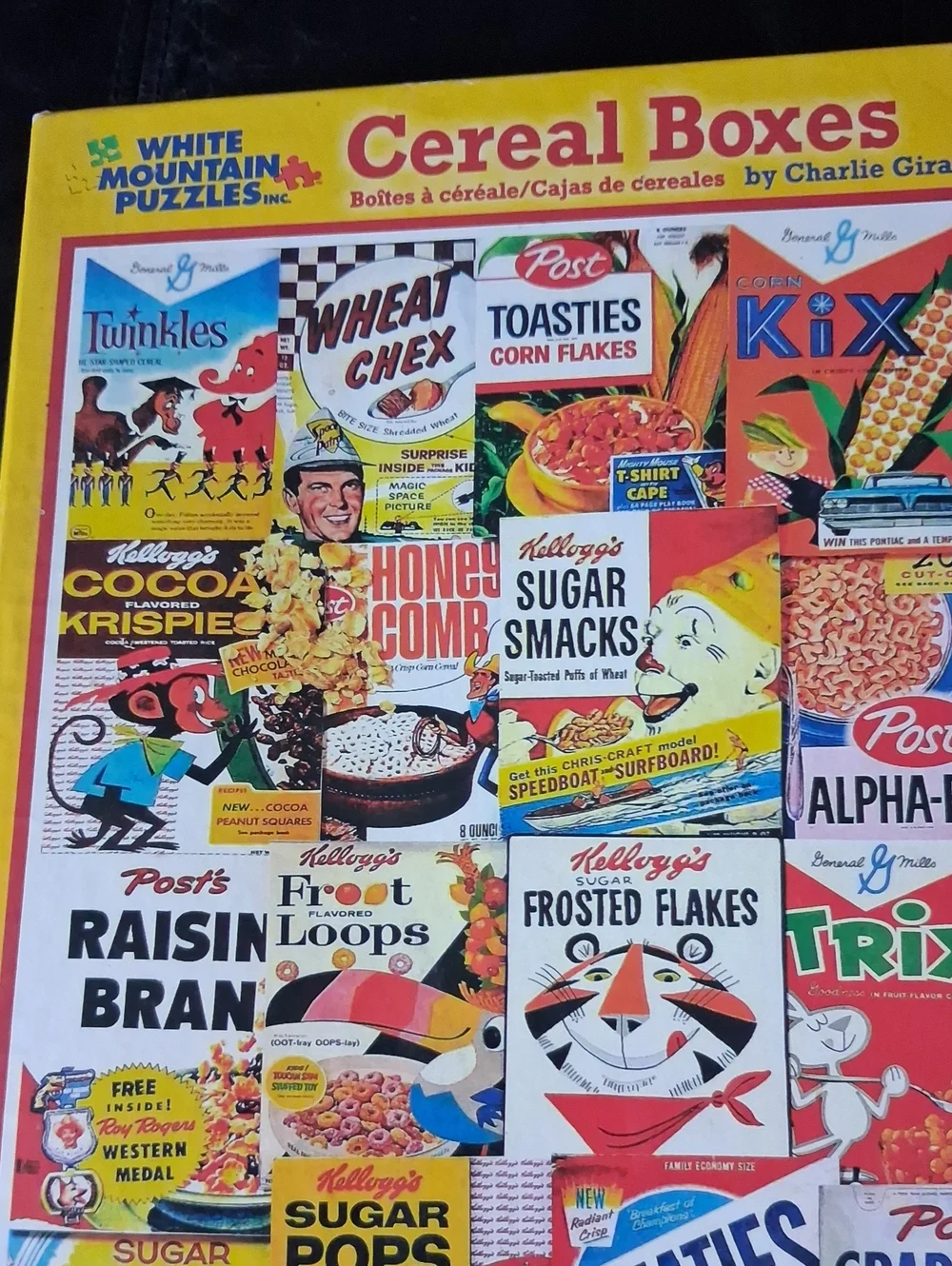 White Mountain Cereal Boxes Jigsaw Puzzle - Yellow, Red, Blue